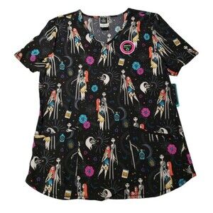 Disney Nightmare Before Christmas Women's Medical Scrub Top XL Plus Halloween